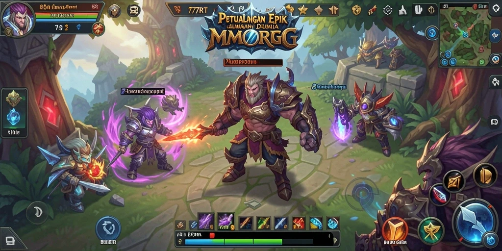 Gameplay seru di dunia fantastis 77RT dengan karakter unik.