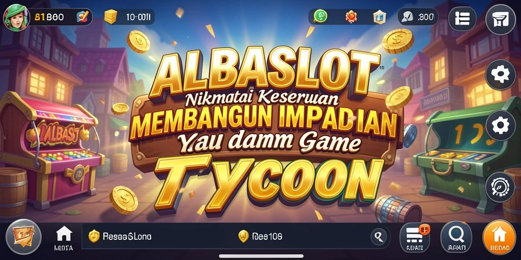 Tampilan gameplay ALBASLOT yang menampilkan pengelolaan bisnis Tycoon.