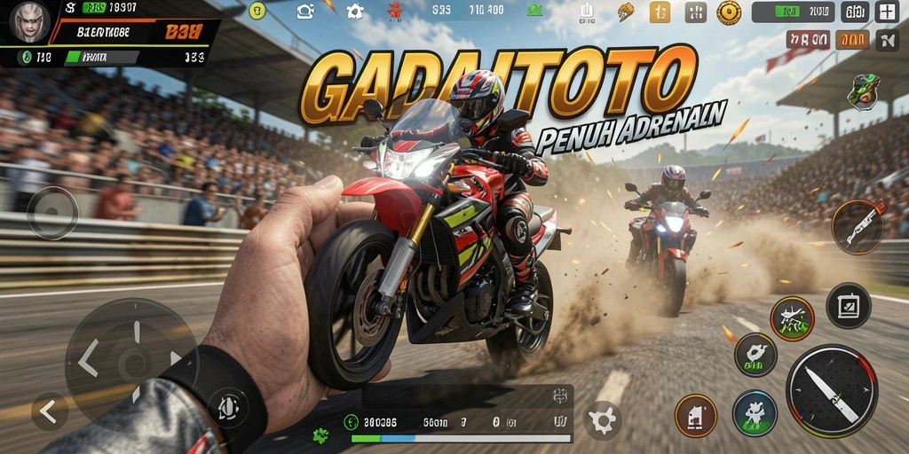 Screenshot GADAITOTO menampilkan balapan motor yang mendebarkan.