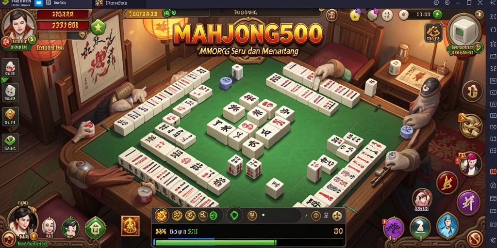 Tangkapan layar utama <strong>MAHJONG500</strong> menampilkan pertarungan epik dalam dunia MMORPG.