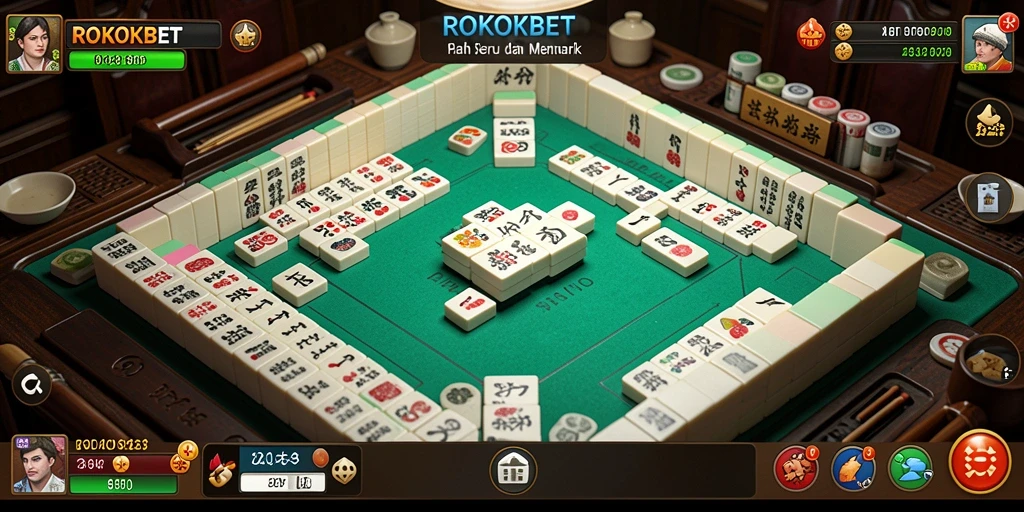Screenshot gameplay ROKOKBET menunjukkan pemain menyusun ubin Mahjong.